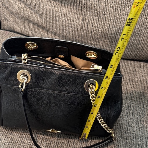 Coach Black Leather Shoulder Bag with Gold Accents - Picture 7 of 7